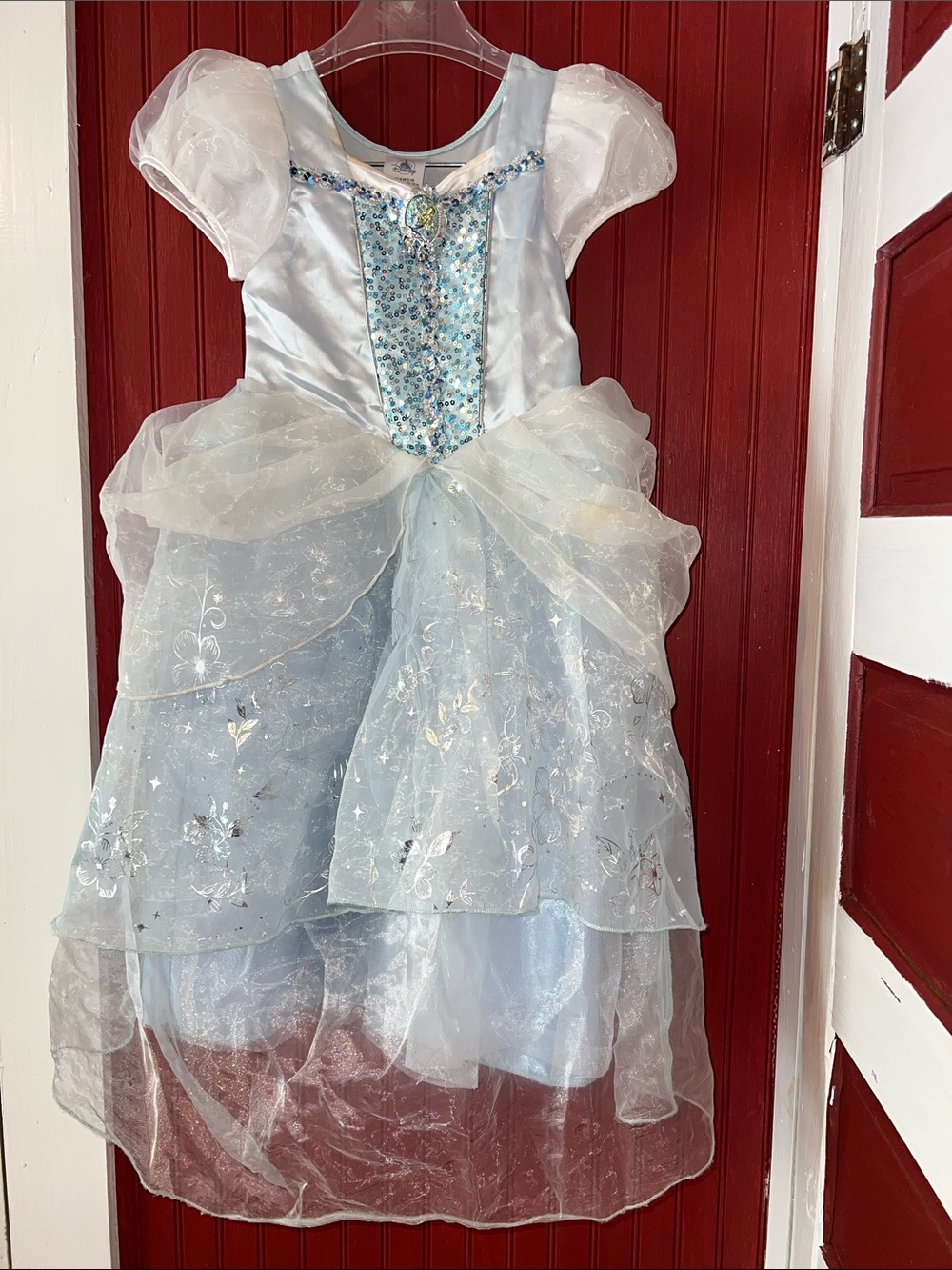Disney Light Blue Sequin Princess Dress - Sparkle Tulle Gown Cinderella 5/6